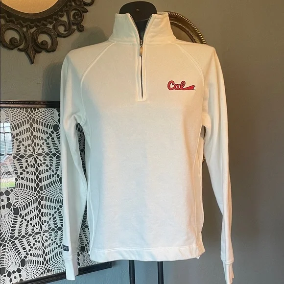 Jansport White Half-Zip Sweatshirt with Red 'Cal' Logo - Picture 1 of 6
